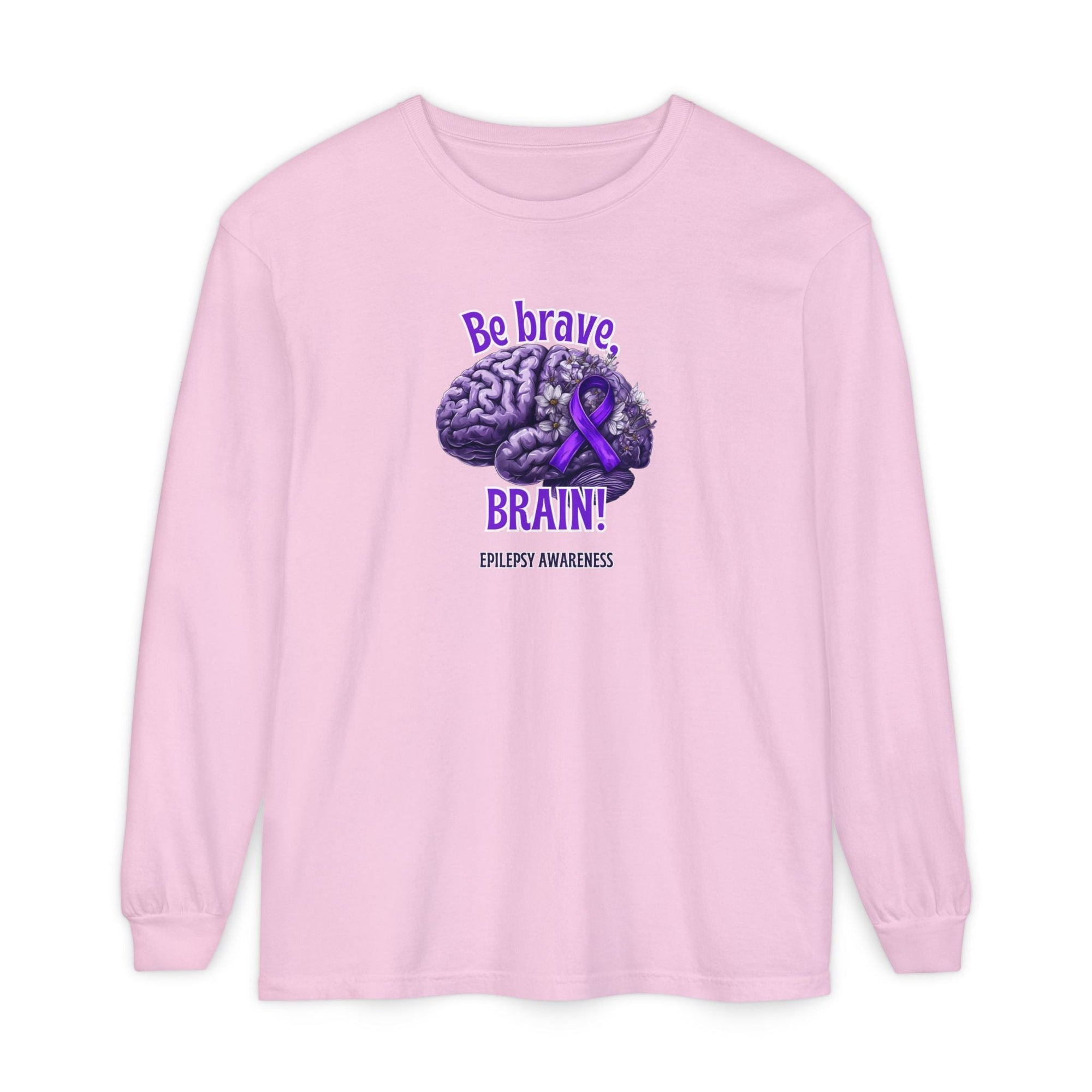 Be Brave Brain Epilepsy Awareness Long Sleeve T-Shirt - Clothing, T-shirts, Long - Sleeve - EpiAl's Shop