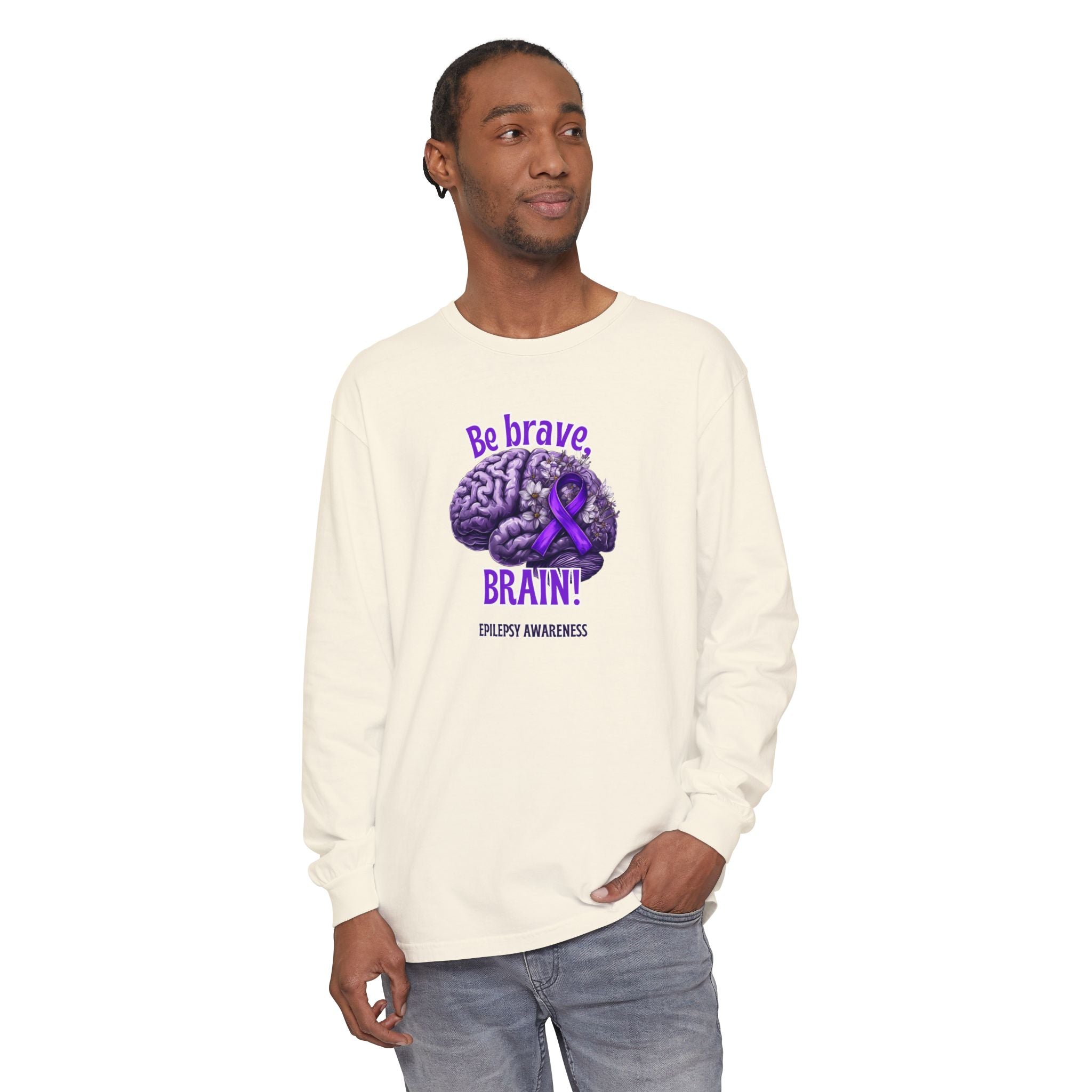 Be Brave Brain Epilepsy Awareness Long Sleeve T-Shirt - Clothing, T-shirts, Long - Sleeve - EpiAl's Shop