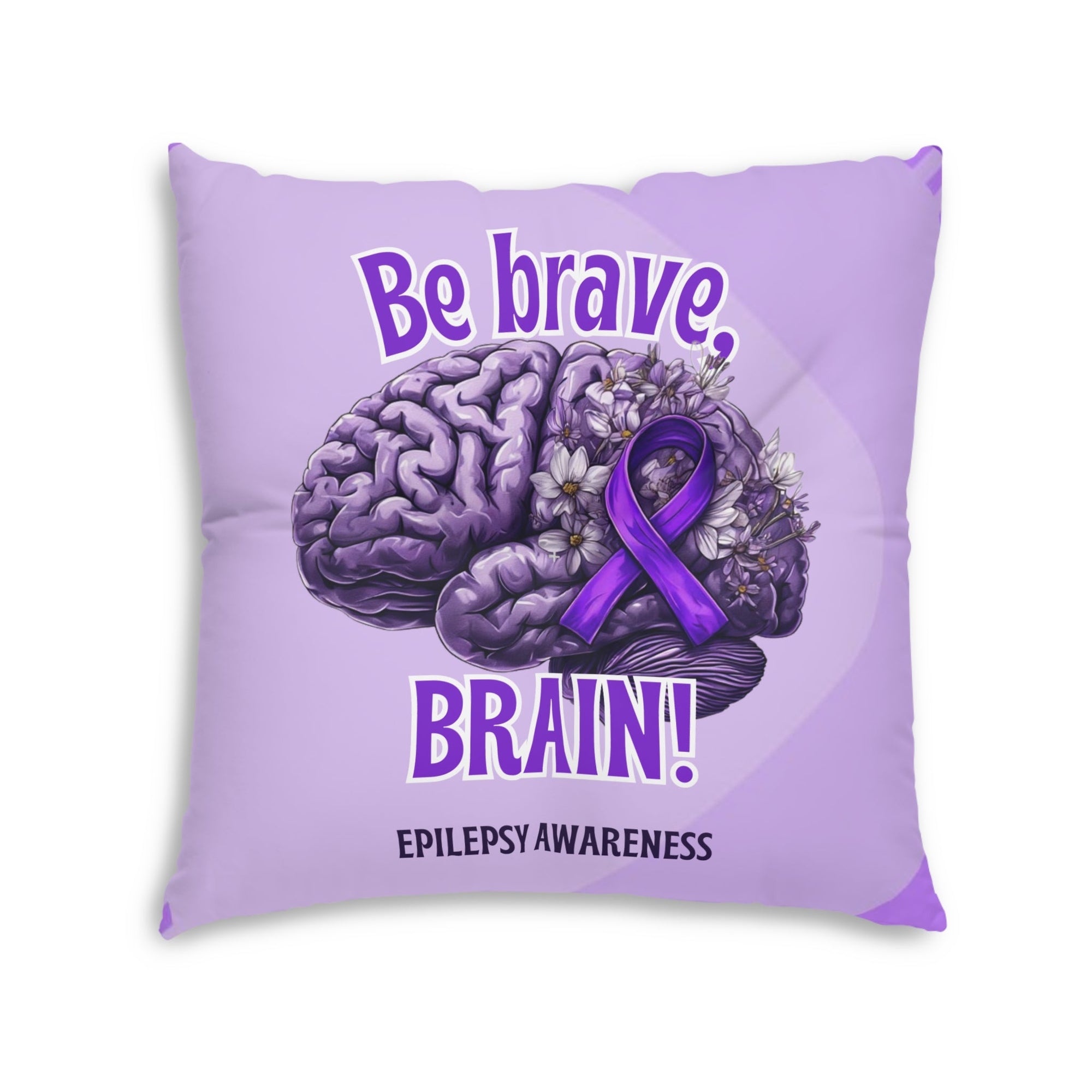 Be Brave Epilepsy Awareness Tufted Floor Pillow, Square - Decor, Home, Pillows - EpiAl's Shop