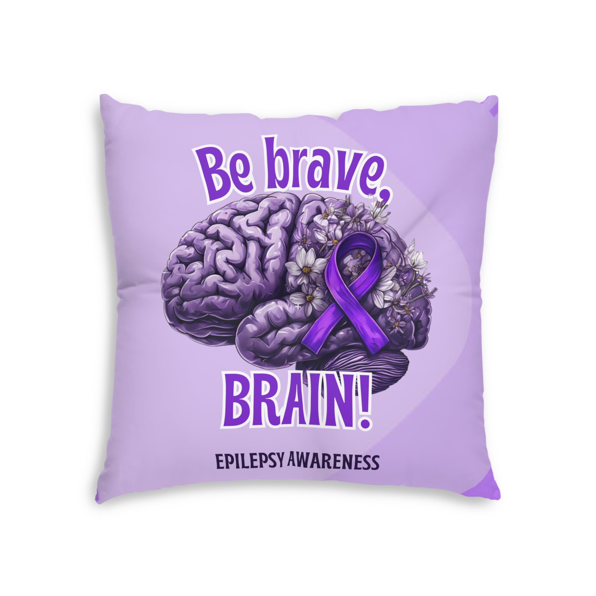 Be Brave Epilepsy Awareness Tufted Floor Pillow, Square - Decor, Home, Pillows - EpiAl's Shop