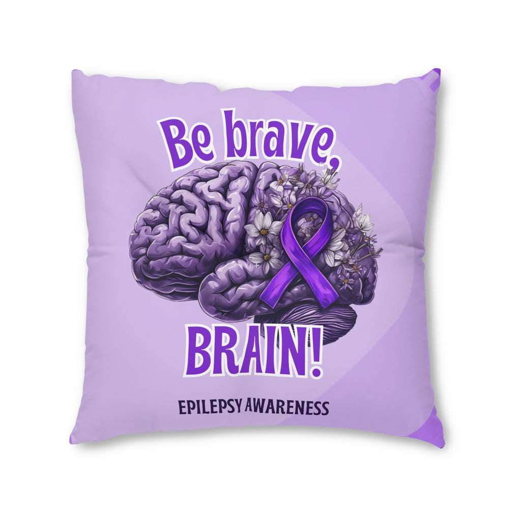 Be Brave Epilepsy Awareness Tufted Floor Pillow, Square - Decor, Home, Pillows - EpiAl's Shop