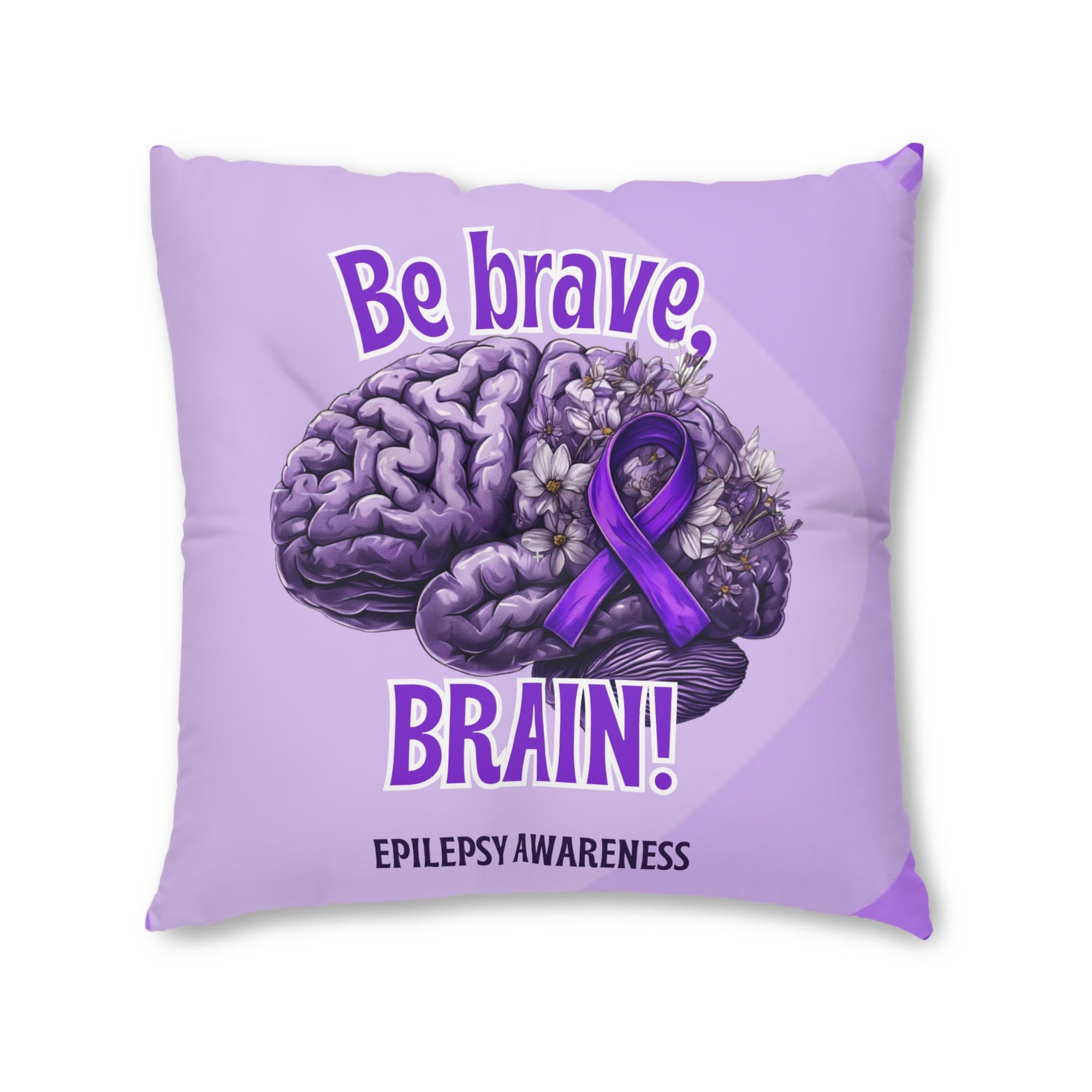 Be Brave Epilepsy Awareness Tufted Floor Pillow, Square - Decor, Home, Pillows - EpiAl's Shop