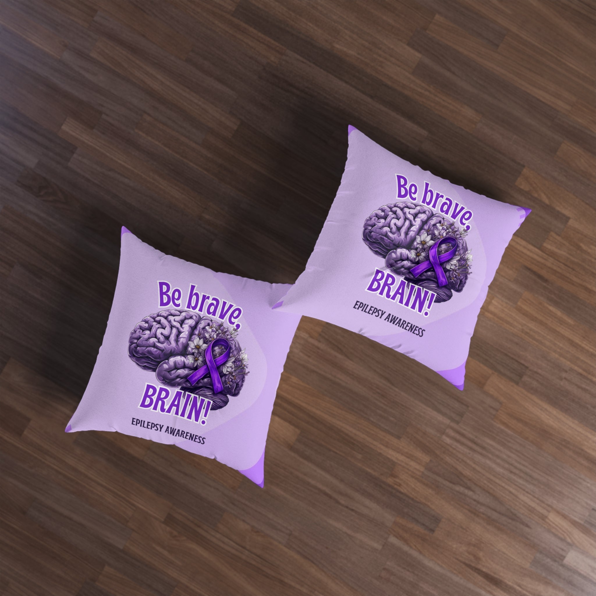 Be Brave Epilepsy Awareness Tufted Floor Pillow, Square - Decor, Home, Pillows - EpiAl's Shop