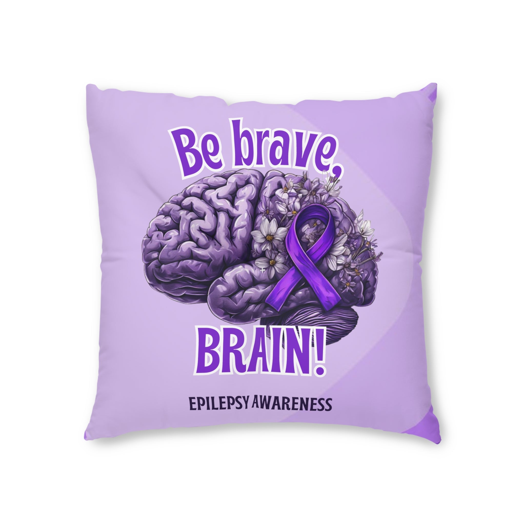 Be Brave Epilepsy Awareness Tufted Floor Pillow, Square - Decor, Home, Pillows - EpiAl's Shop