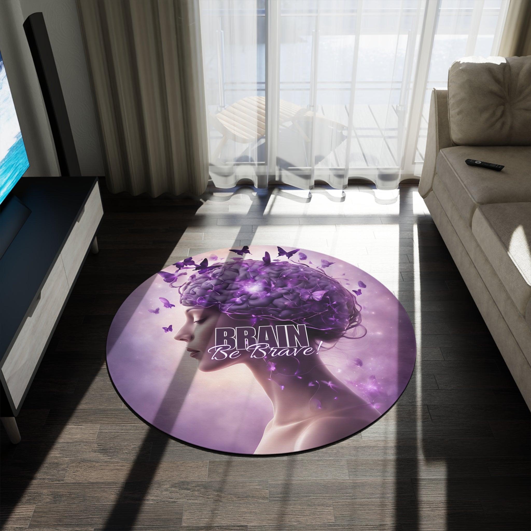 Be Brave Round Rug - Inspiring Butterfly Design - Decor, Home, Rugs & Doormats - EpiAl's Shop