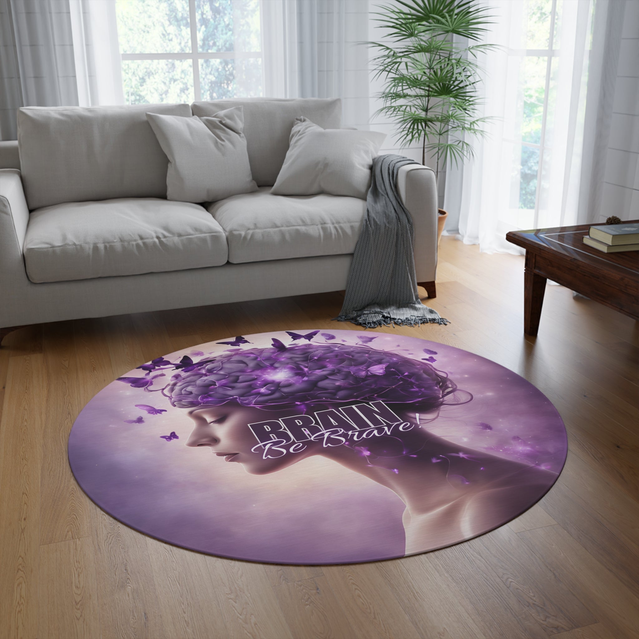 Be Brave Round Rug - Inspiring Butterfly Design - Decor, Home, Rugs & Doormats - EpiAl's Shop