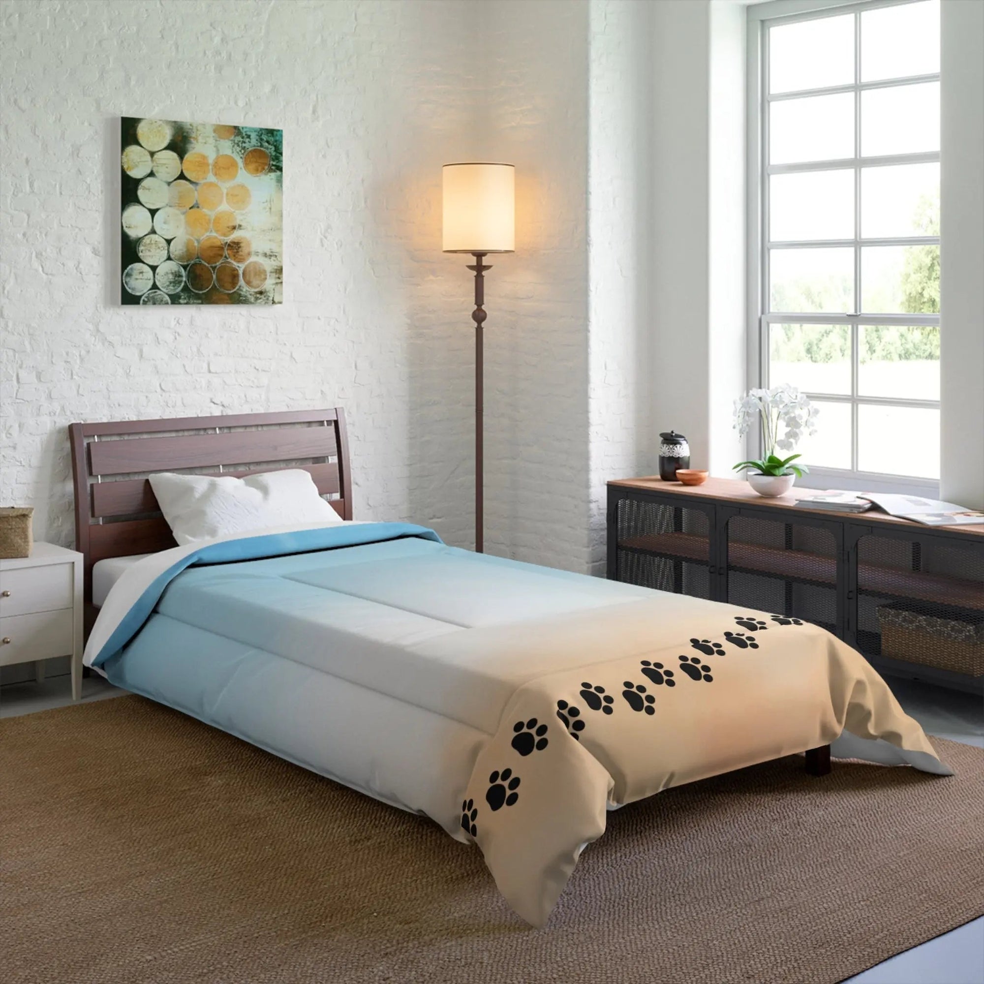 Beach Paw Print Comforter - Cozy Pet Lover Bedding - Decor, Blankets & Comforters - EpiAl's Shop
