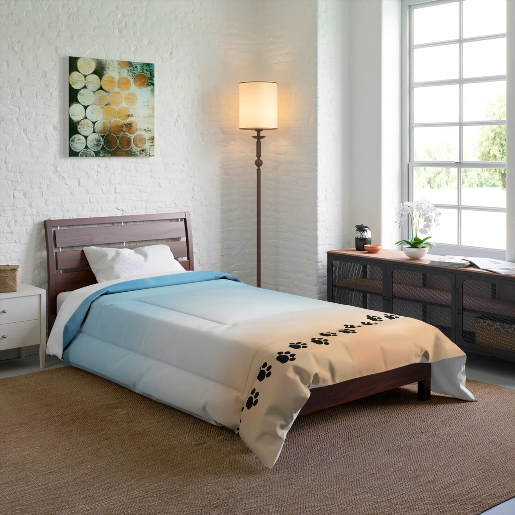 Beach Paw Print Comforter - Cozy Pet Lover Bedding - Decor, Blankets & Comforters - EpiAl's Shop