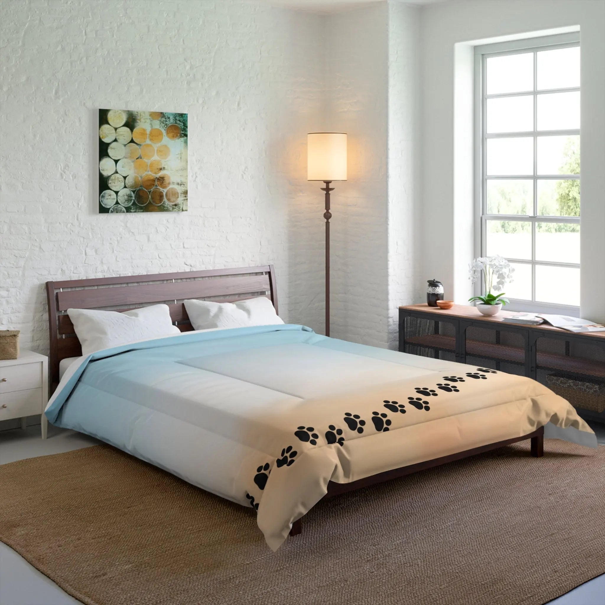 Beach Paw Print Comforter - Cozy Pet Lover Bedding - Decor, Blankets & Comforters - EpiAl's Shop