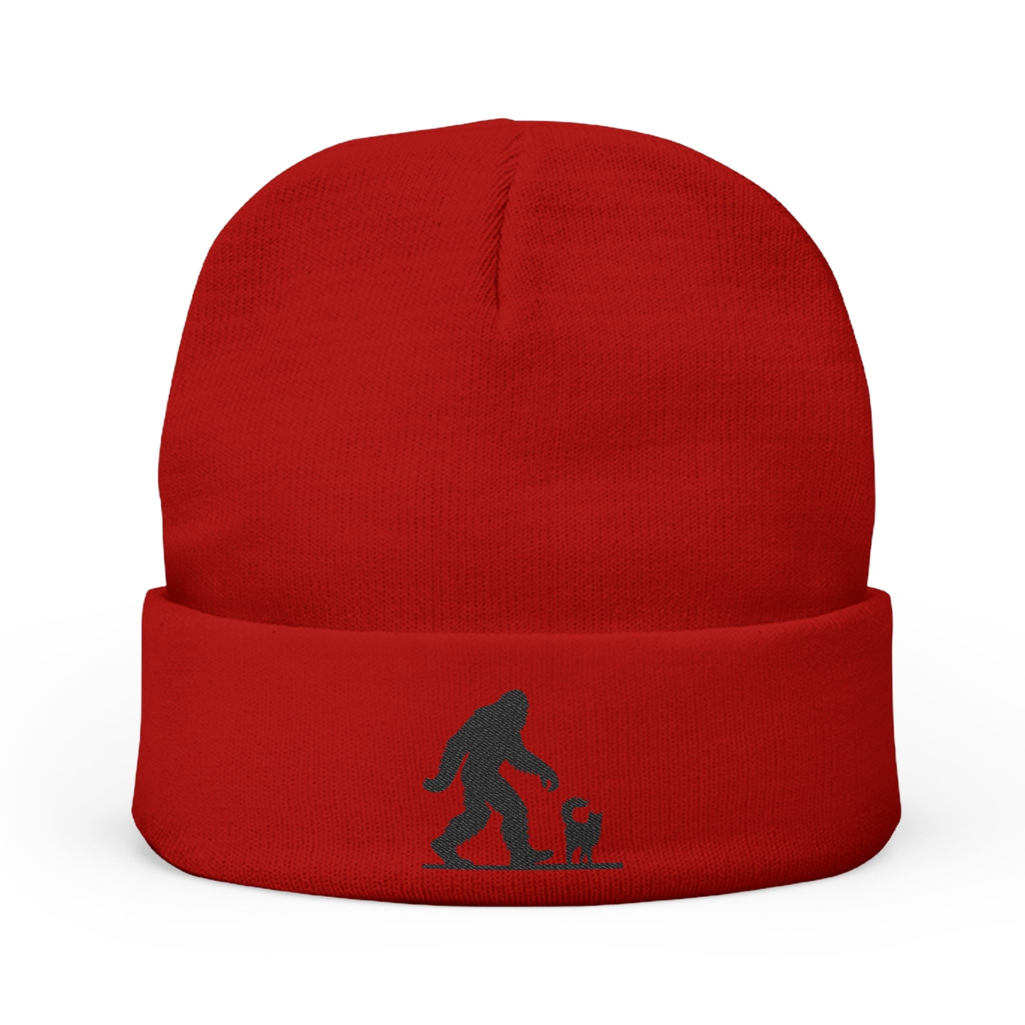 Beanie Hat (Embroidered Sasquatch and Cat Design) - Hats, Beanie - EpiAl's Shop
