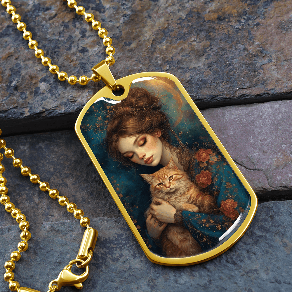Beautiful Cat Lady with Roses Necklace - Jewelry, Necklaces - EpiAl's Shop