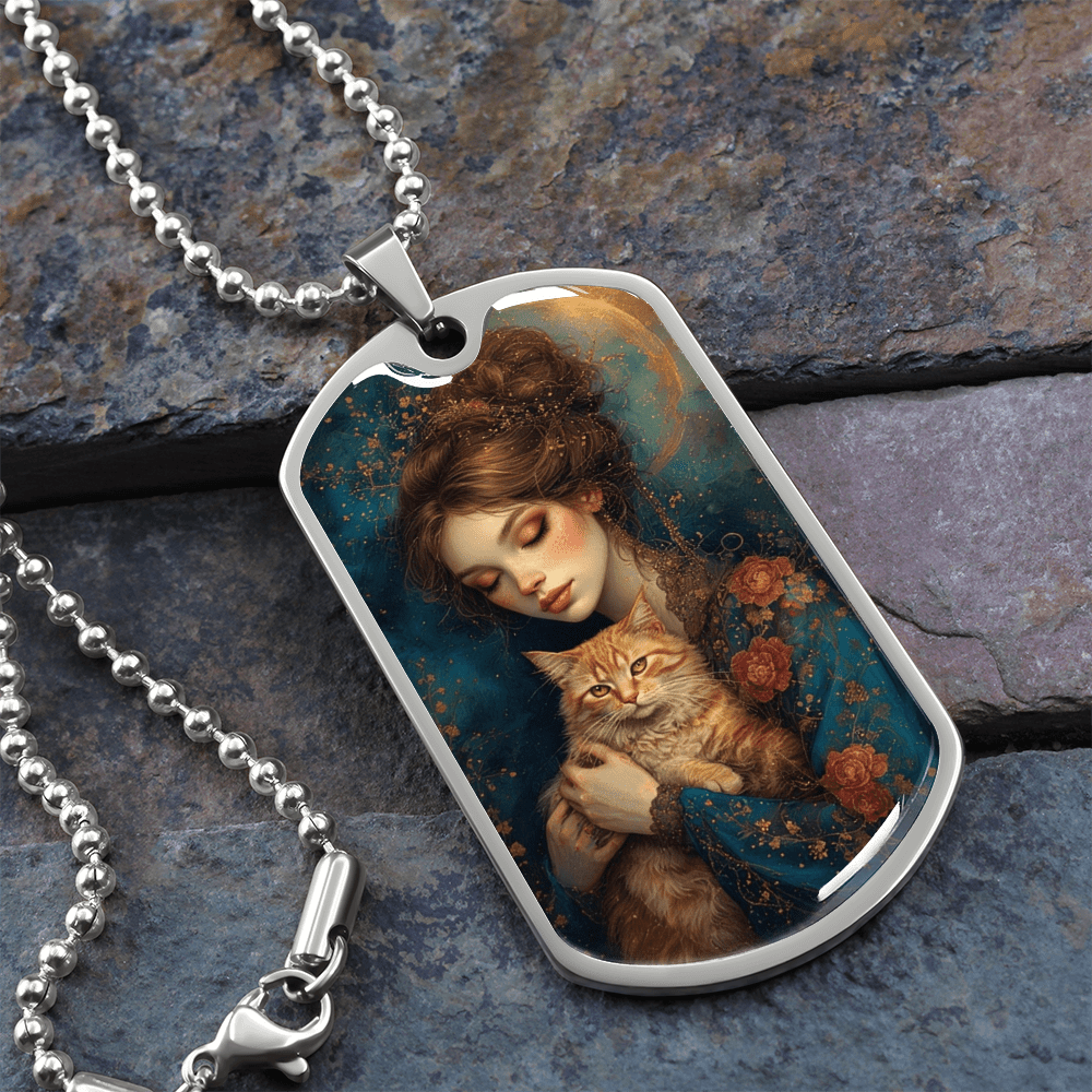 Beautiful Cat Lady with Roses Necklace - Jewelry, Necklaces - EpiAl's Shop