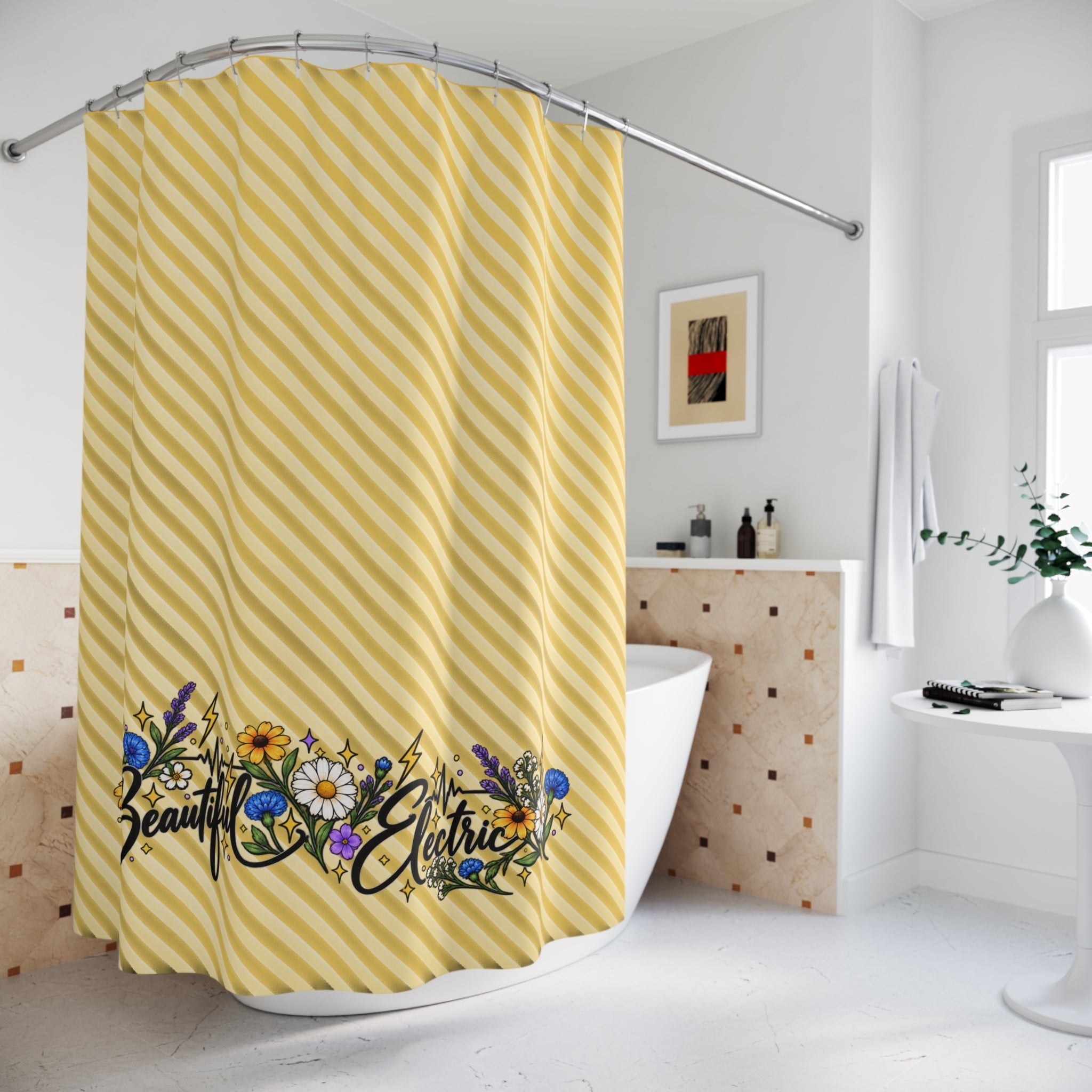 Beautiful Electric Epilepsy Awareness Floral Shower Curtain - Decor, Curtains, Shower - EpiAl's Shop