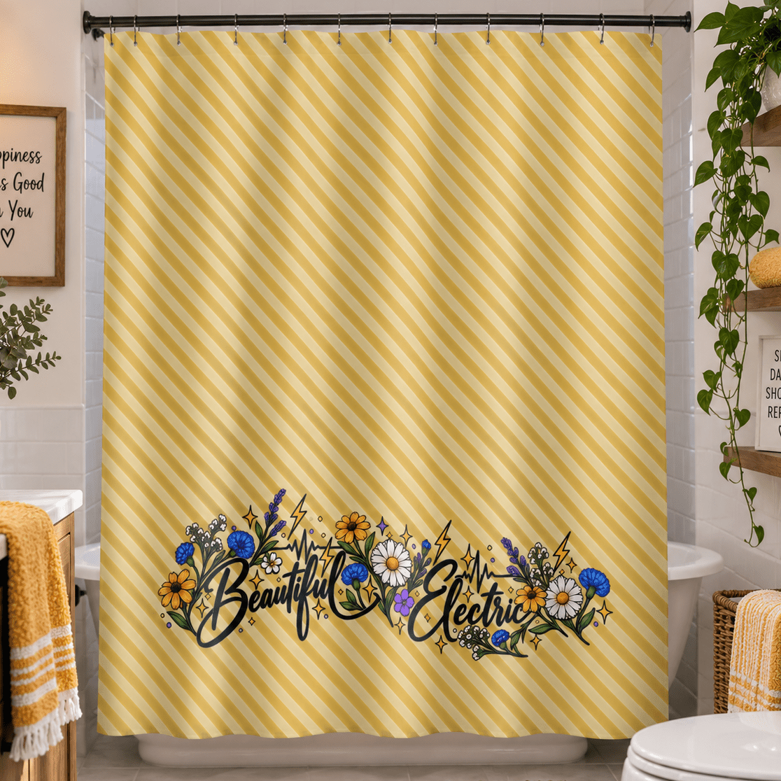 Beautiful Electric Epilepsy Awareness Floral Shower Curtain - Decor, Curtains, Shower - EpiAl's Shop