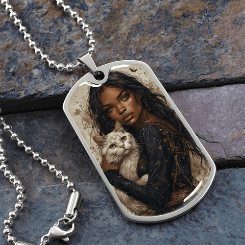 Beautiful Strong Cat Lady Dog Tag Pendant Necklace - Jewelry, Necklaces - EpiAl's Shop