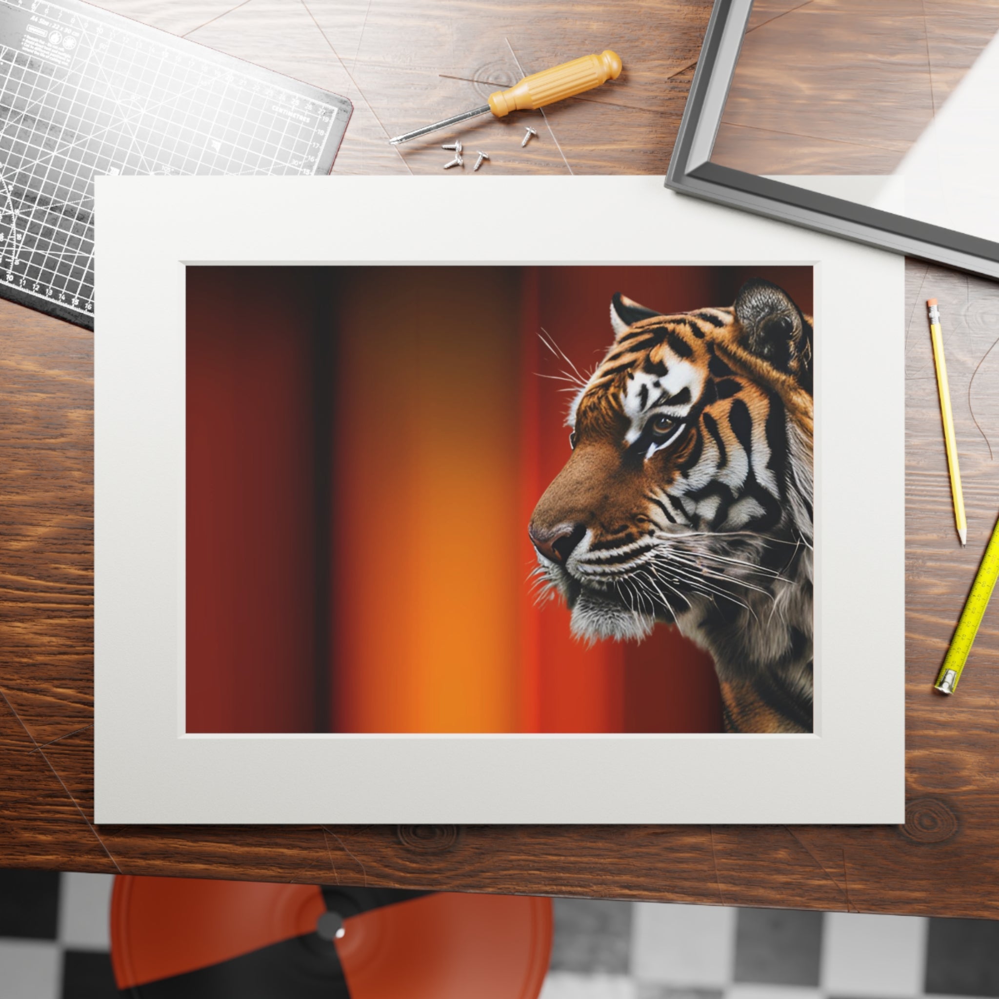 Beautiful Tiger Fine Art Print with Passepartout Frame - Decor, Home, Artwork - EpiAl's Shop
