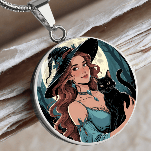 Beautiful Witchy Cat Lady Pendant Necklace - Jewelry, Necklaces - EpiAl's Shop