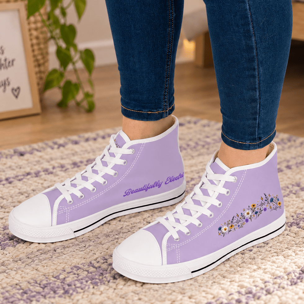 Beautifully Electric Women’s Epilepsy Awareness High-Top Canvas Sneakers - Shoes, Sneakers - EpiAl's Shop