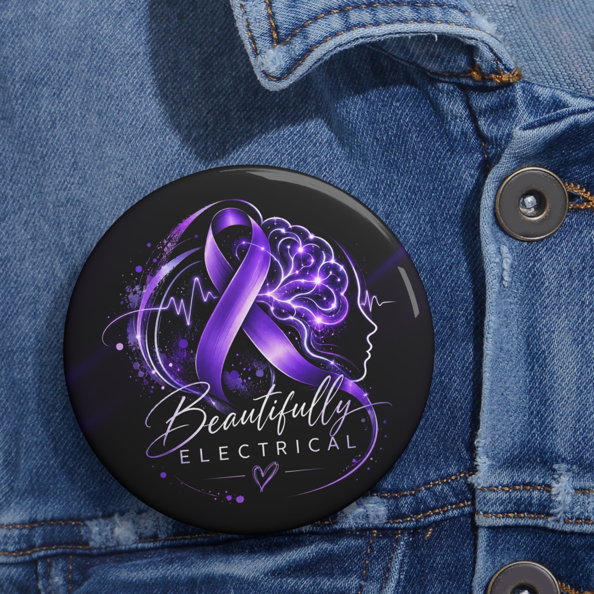 Beautifully Electrical Epilepsy Awareness Pinback Button - Buttons, Pinback - EpiAl's Shop