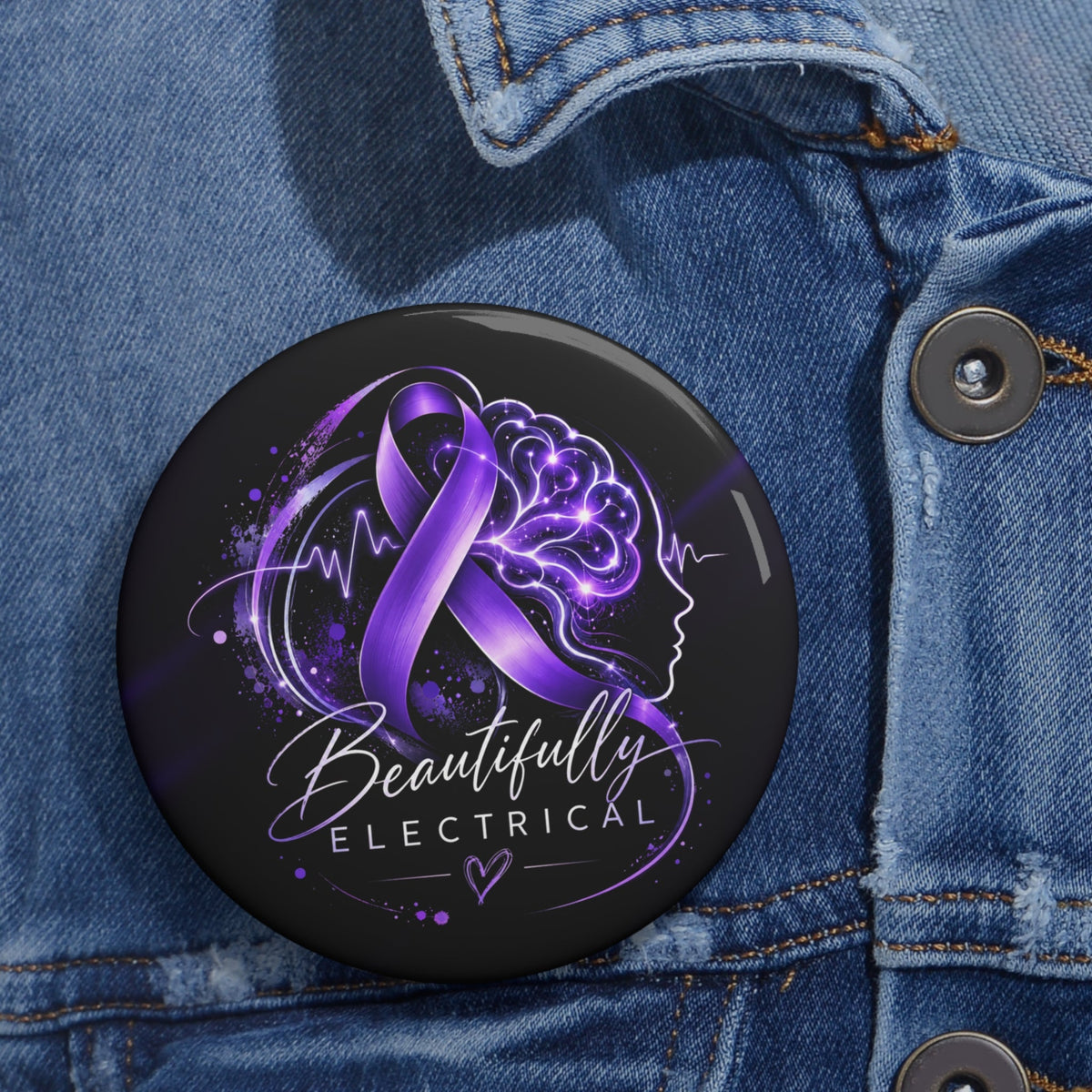 Beautifully Electrical Epilepsy Awareness Pinback Button - Buttons, Pinback - EpiAl's Shop