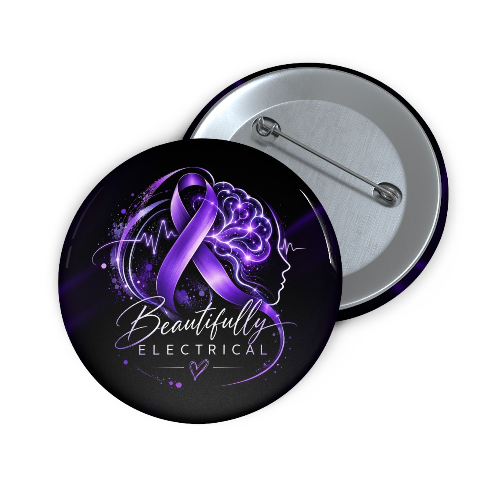 Beautifully Electrical Epilepsy Awareness Pinback Button - Buttons, Pinback - EpiAl's Shop
