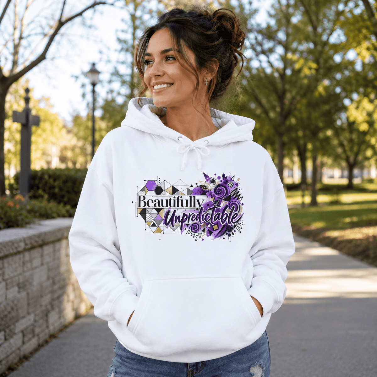 Beautifully Unpredictable Epilepsy Awareness Organic Cotton Hoodie - Clothing, Unisex, Hoodies - EpiAl's Shop