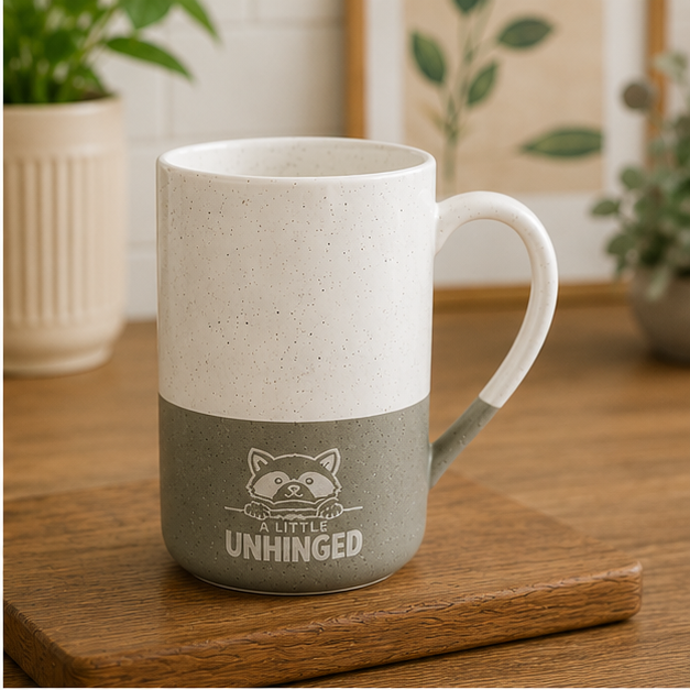 Jimothy “A Little Unhinged” Engraved Ceramic Mug, 13oz