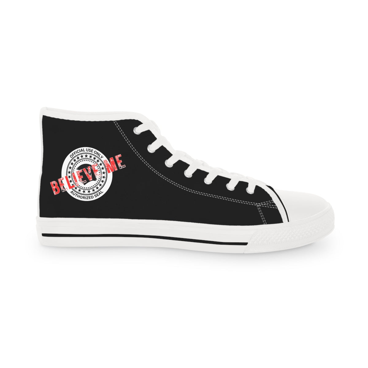 Believe Me Men’s High-Top Sneakers – Political Parody Statement Shoes - Shoes, Sneakers - EpiAl's Shop