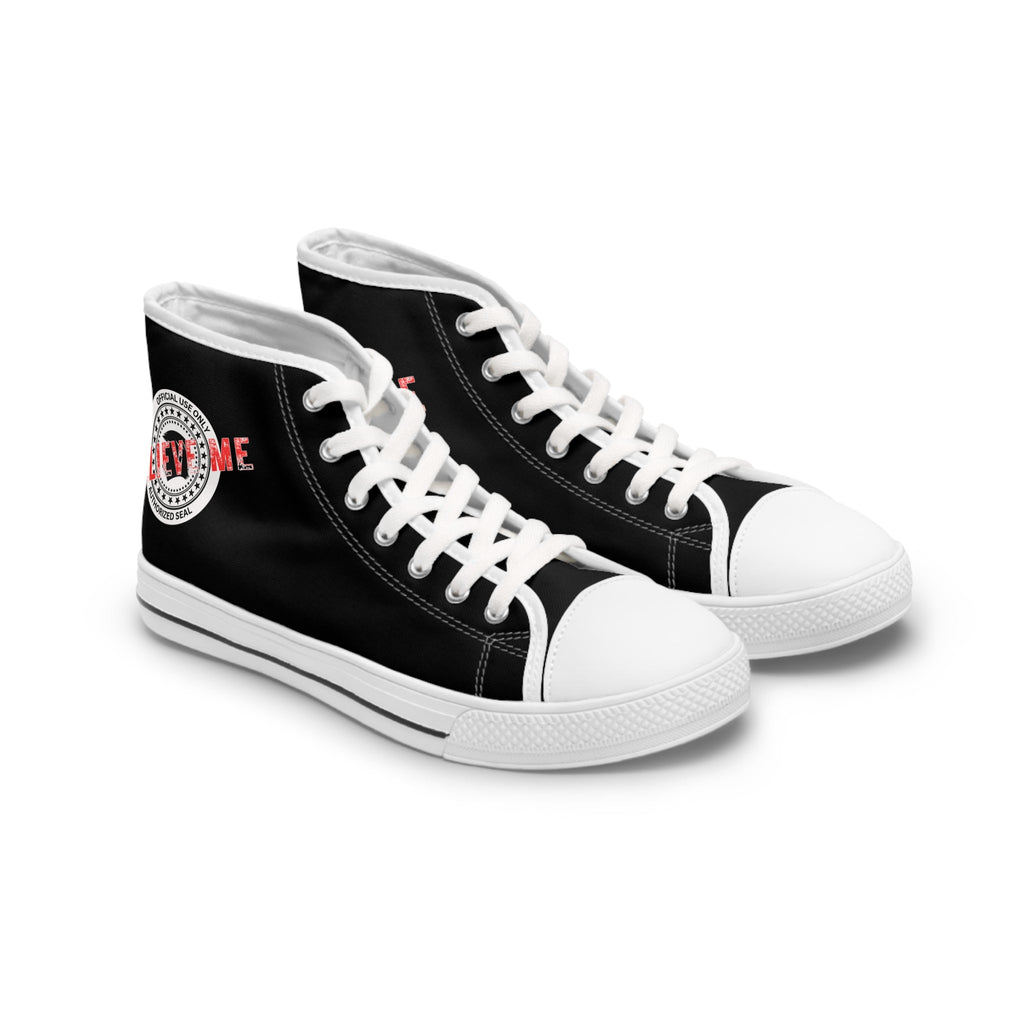 Believe Me Women’s High-Top Sneakers – Political Parody Statement Shoes - Shoes, Sneakers - EpiAl's Shop