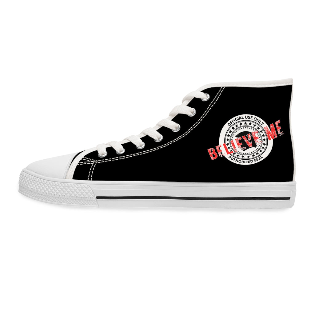 Believe Me Women’s High-Top Sneakers – Political Parody Statement Shoes - Shoes, Sneakers - EpiAl's Shop