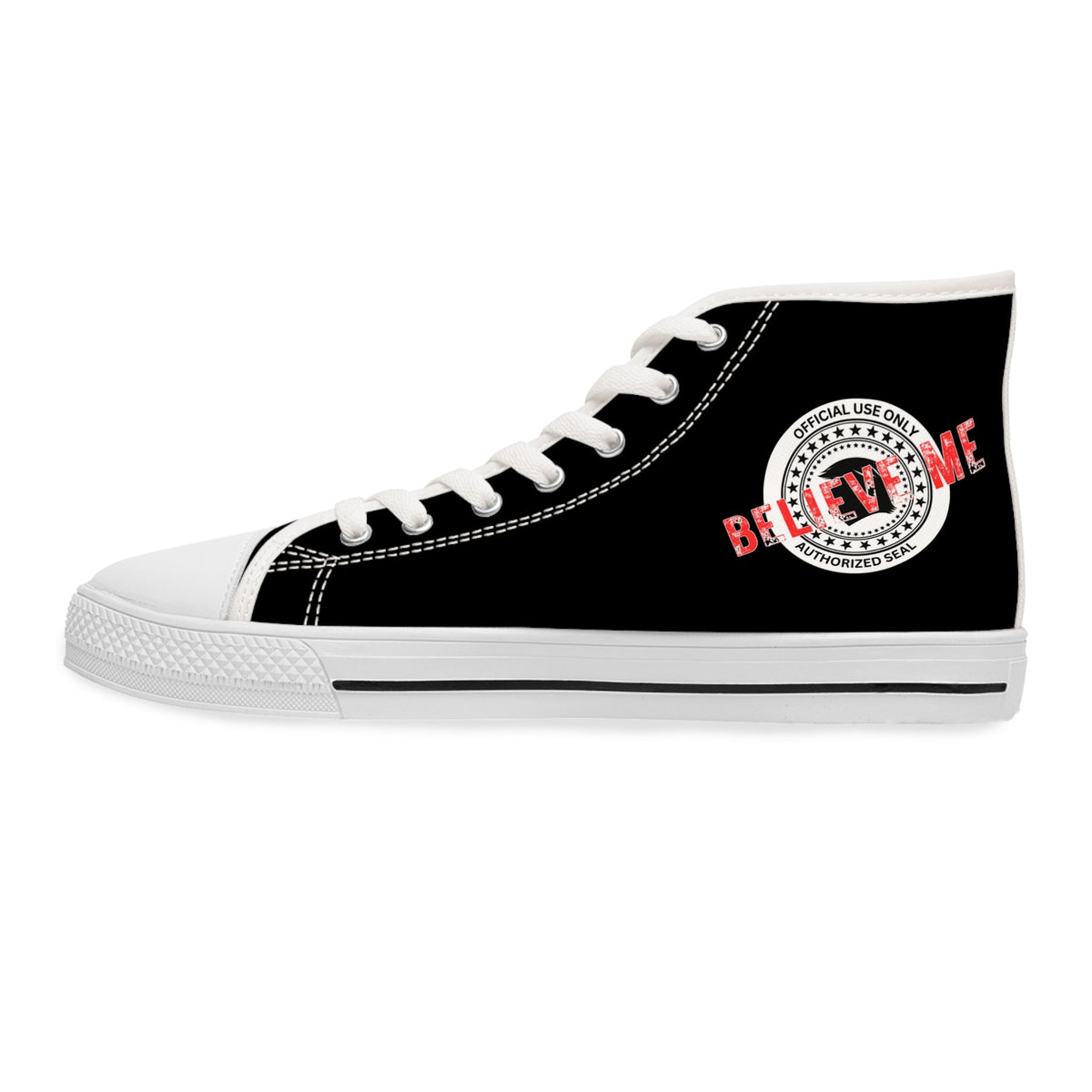 Believe Me Women’s High-Top Sneakers – Political Parody Statement Shoes - Shoes, Sneakers - EpiAl's Shop