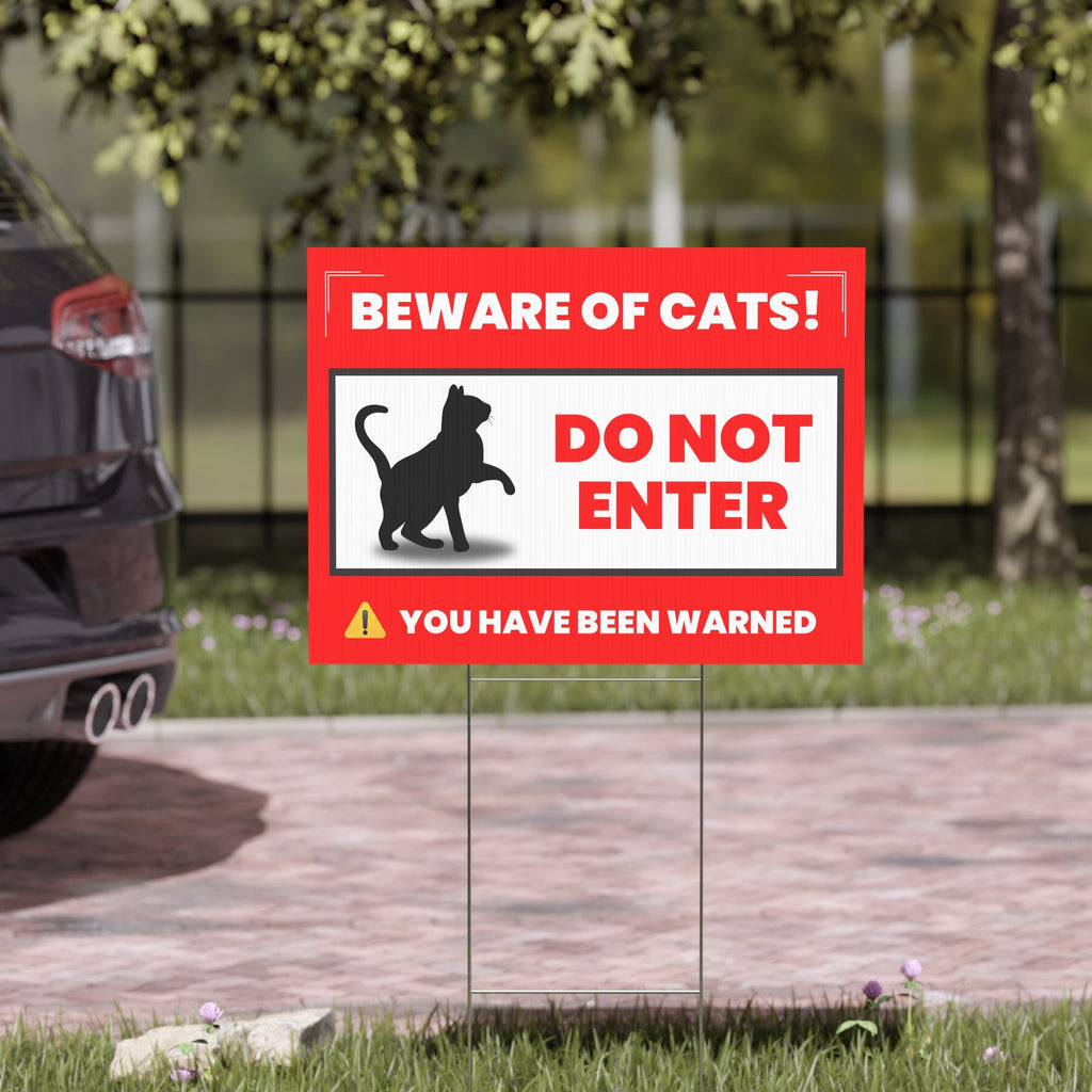 Beware of Cats Yard Sign - Funny Do Not Enter Warning for Cat Lovers - Decor, Outdoor - EpiAl's Shop