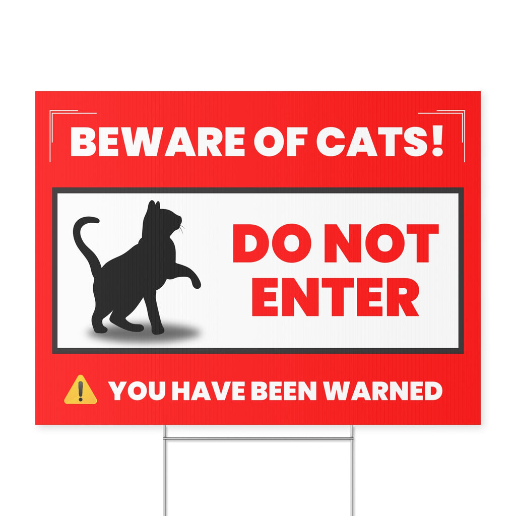Beware of Cats Yard Sign - Funny Do Not Enter Warning for Cat Lovers - Decor, Outdoor - EpiAl's Shop