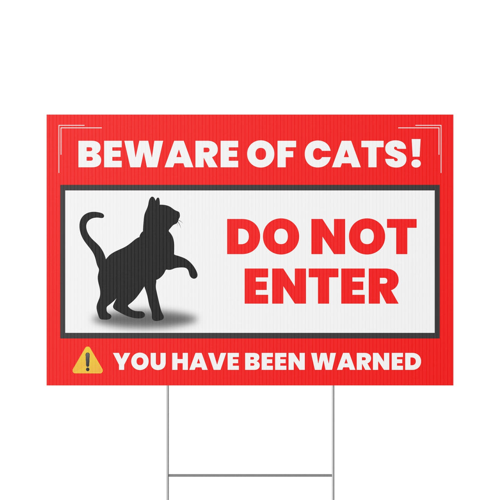 Beware of Cats Yard Sign | Funny Outdoor Decor | Do Not Enter Warning - Decor, Outdoor - EpiAl's Shop