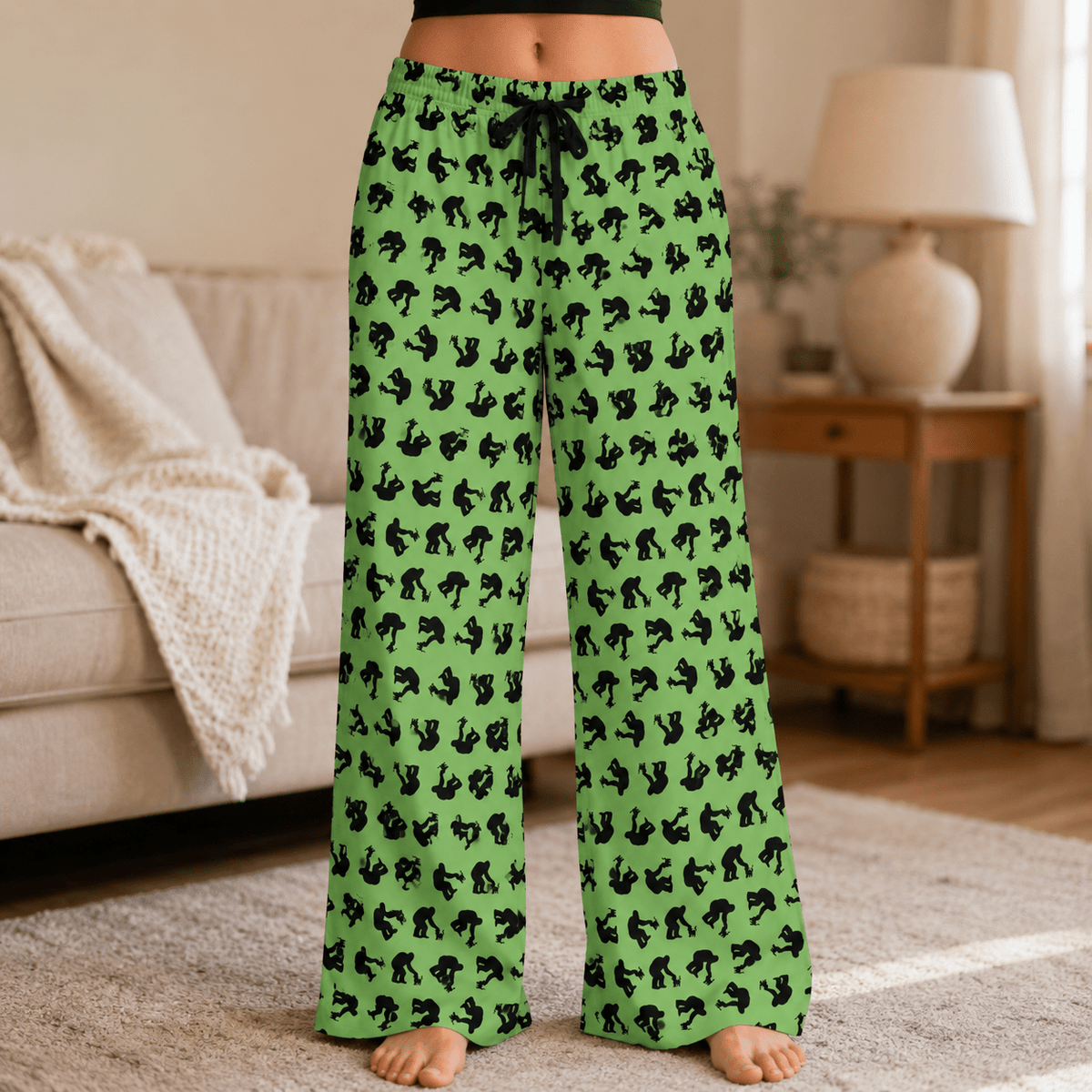 Bigfoot and Kitten Women’s Pajama Pants - Clothing, Women, Pajamas, Pants - EpiAl's Shop