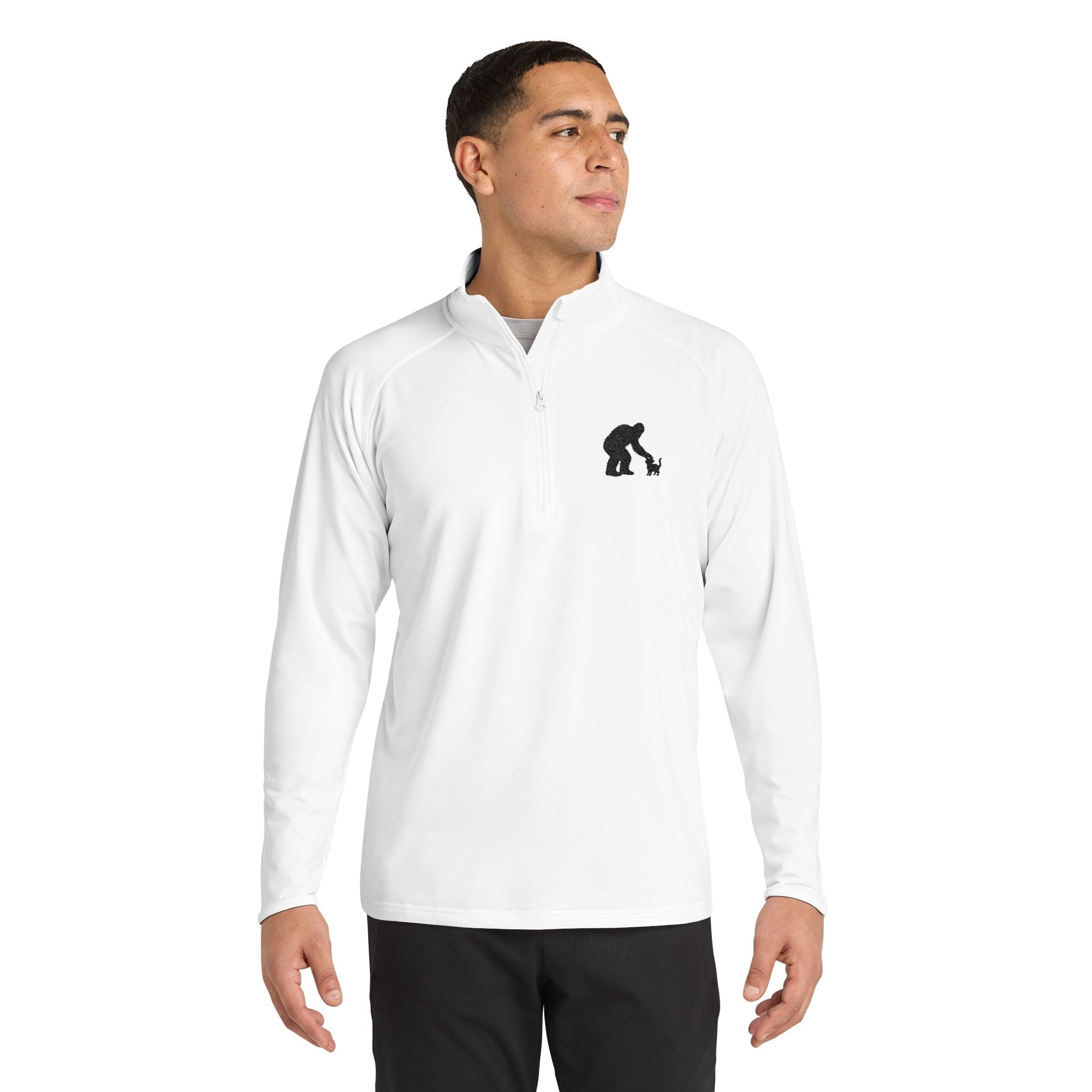 Bigfoot & Cat Embroidered Quarter-Zip Pullover | Sasquatch Cat Shirt - Clothing, Unisex, Sweatshirts - EpiAl's Shop