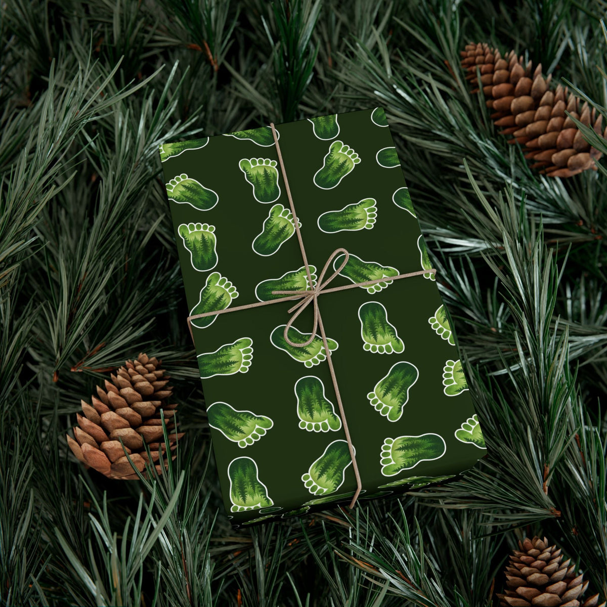 Bigfoot Footprint Wrapping Paper | Sasquatch Forest Gift Wrap | Cryptid All-Occasion Paper - Gift Wrap, Paper - EpiAl's Shop