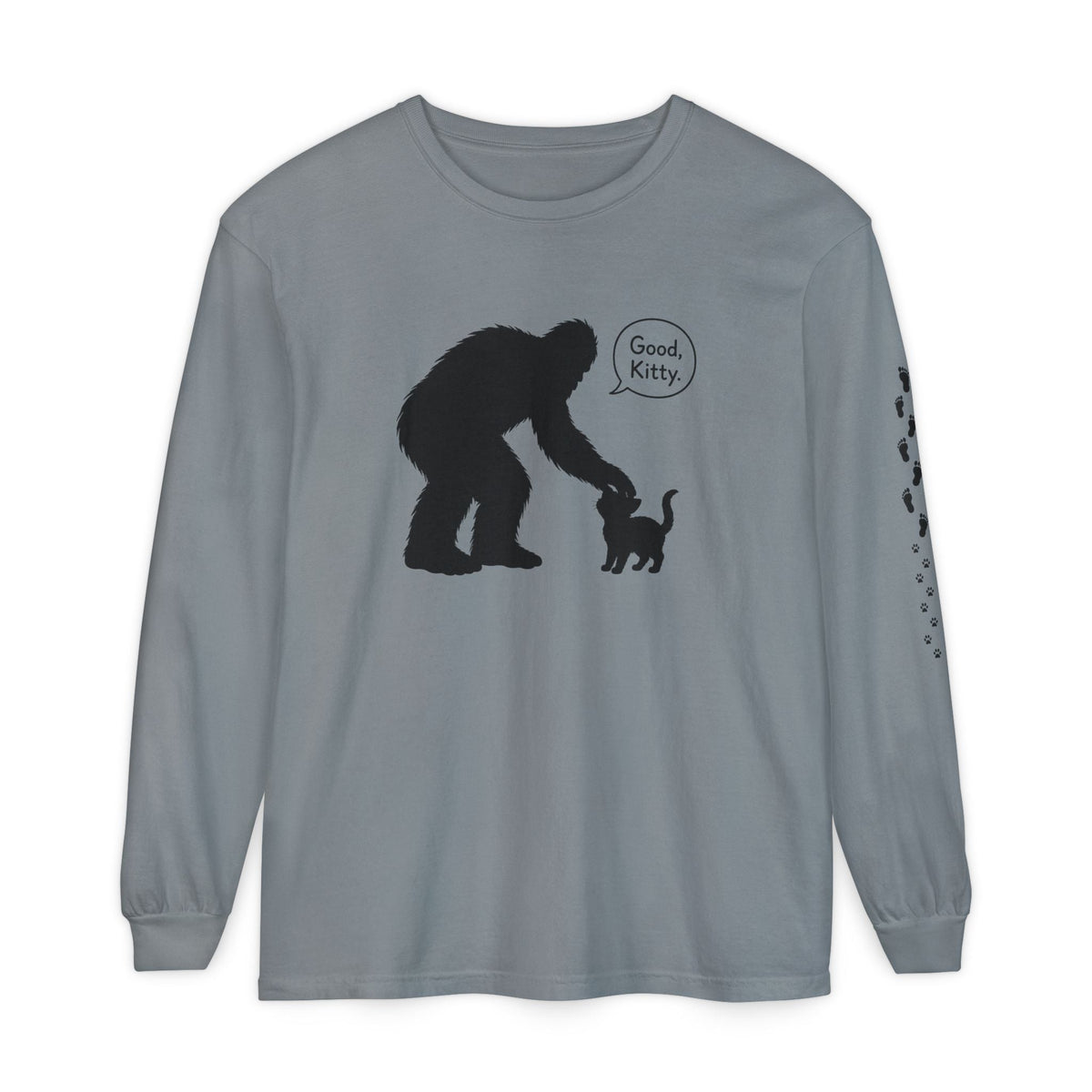 Bigfoot & Kitty “Good, Kitty.” Long Sleeve Shirt - Clothing, Unisex, T-Shirts, Long-Sleeved - EpiAl's Shop