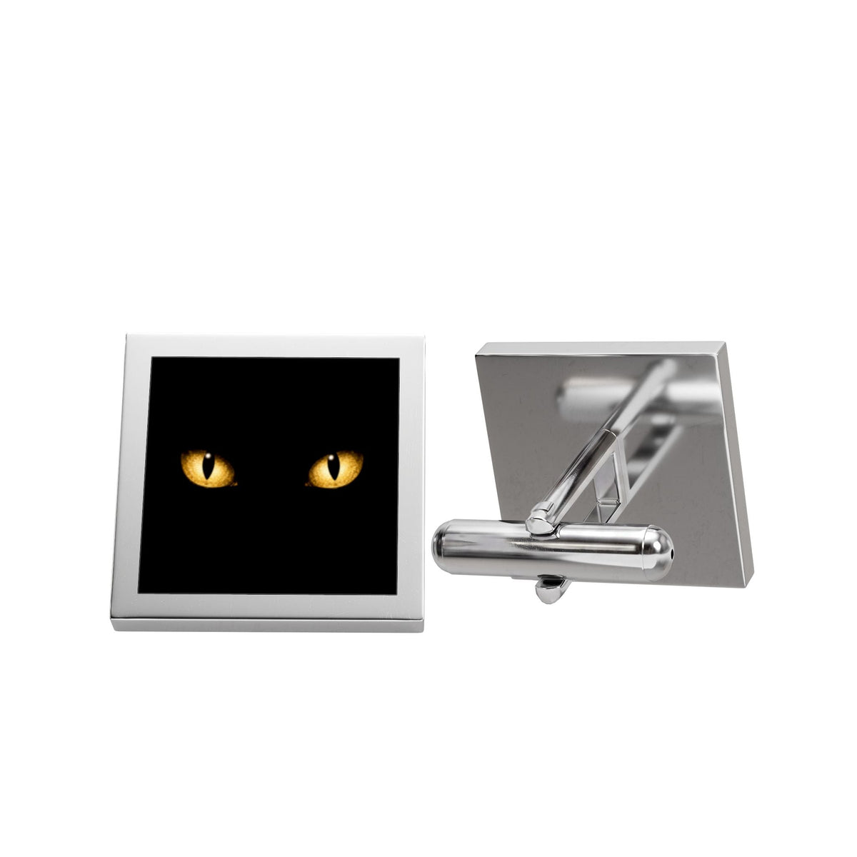 Black Cat Eyes Square Cuff Links | Minimalist Gold Eyes Formal Accessories for Men - Jewelry, Cufflinks - EpiAl's Shop