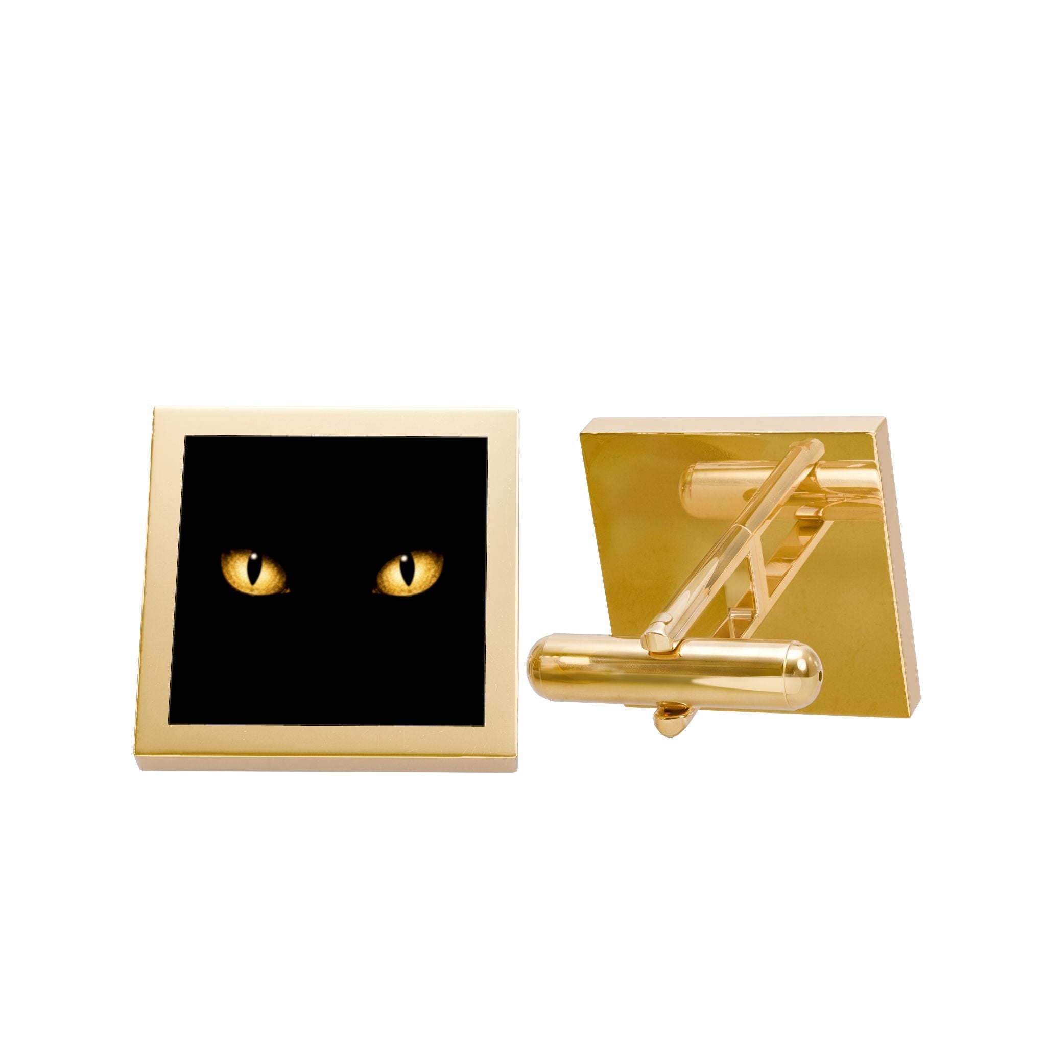 Black Cat Eyes Square Cuff Links | Minimalist Gold Eyes Formal Accessories for Men - Jewelry, Cufflinks - EpiAl's Shop
