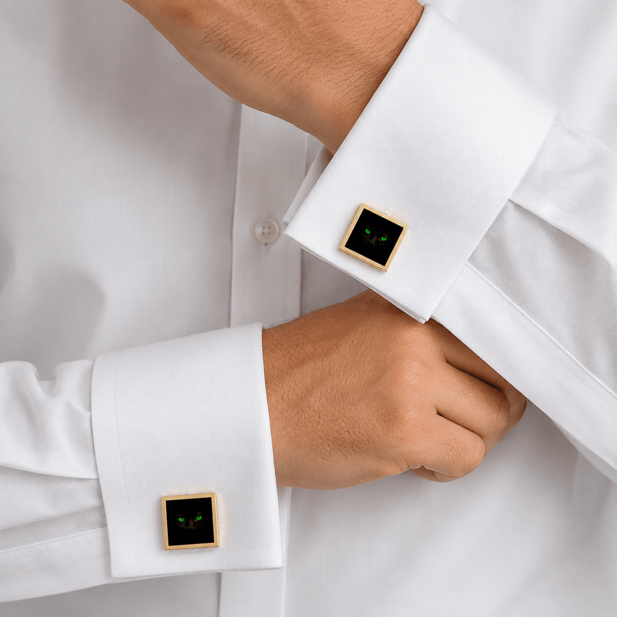 Black Cat Green Eyes Cufflinks | Gold or Silver Square Cufflinks - Jewelry, Cufflinks - EpiAl's Shop
