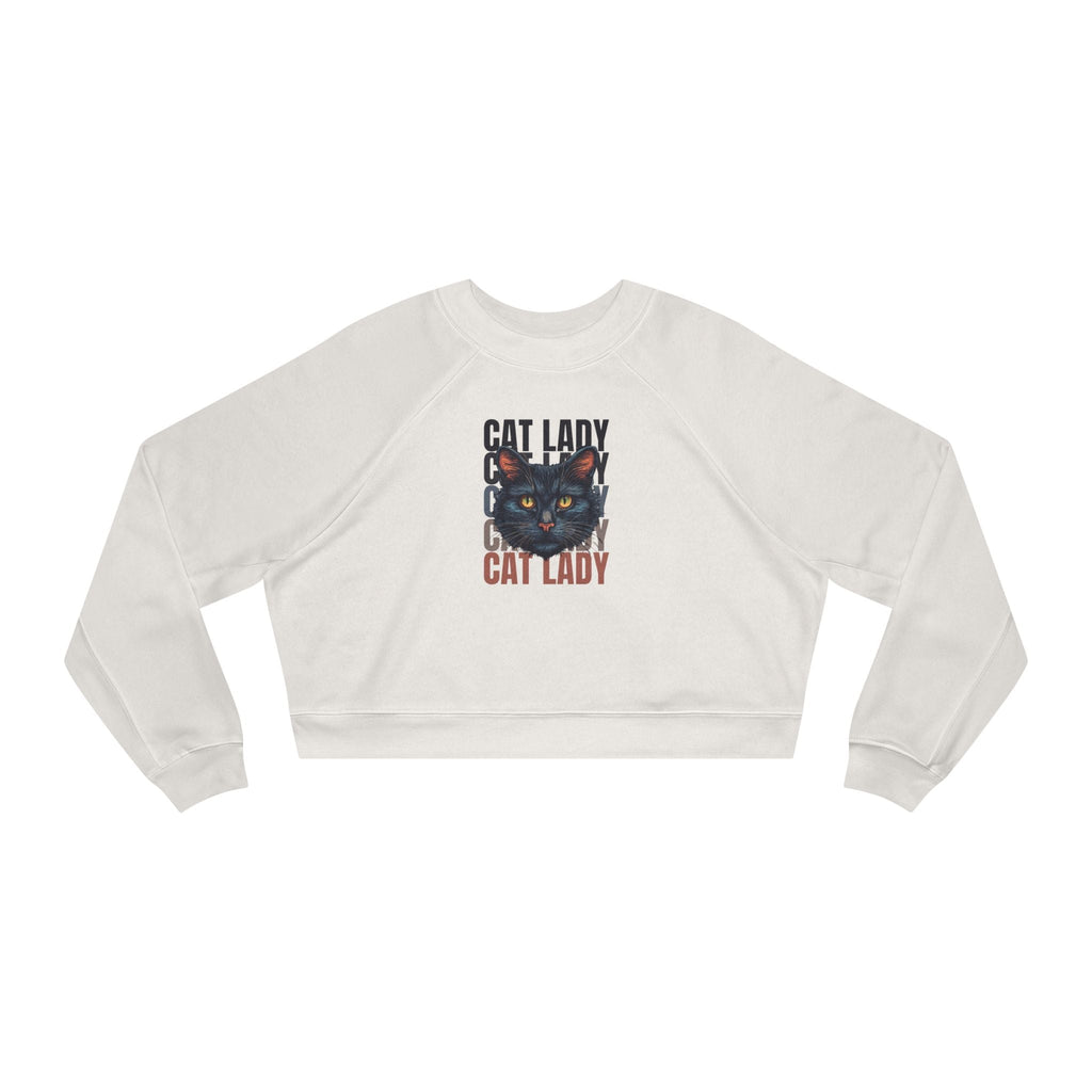 Black Cat Lady Cropped Fleece Pullover, Cozy Cat Lover Sweatshirt - Clothing, Sweatshirts, Crop - EpiAl's Shop
