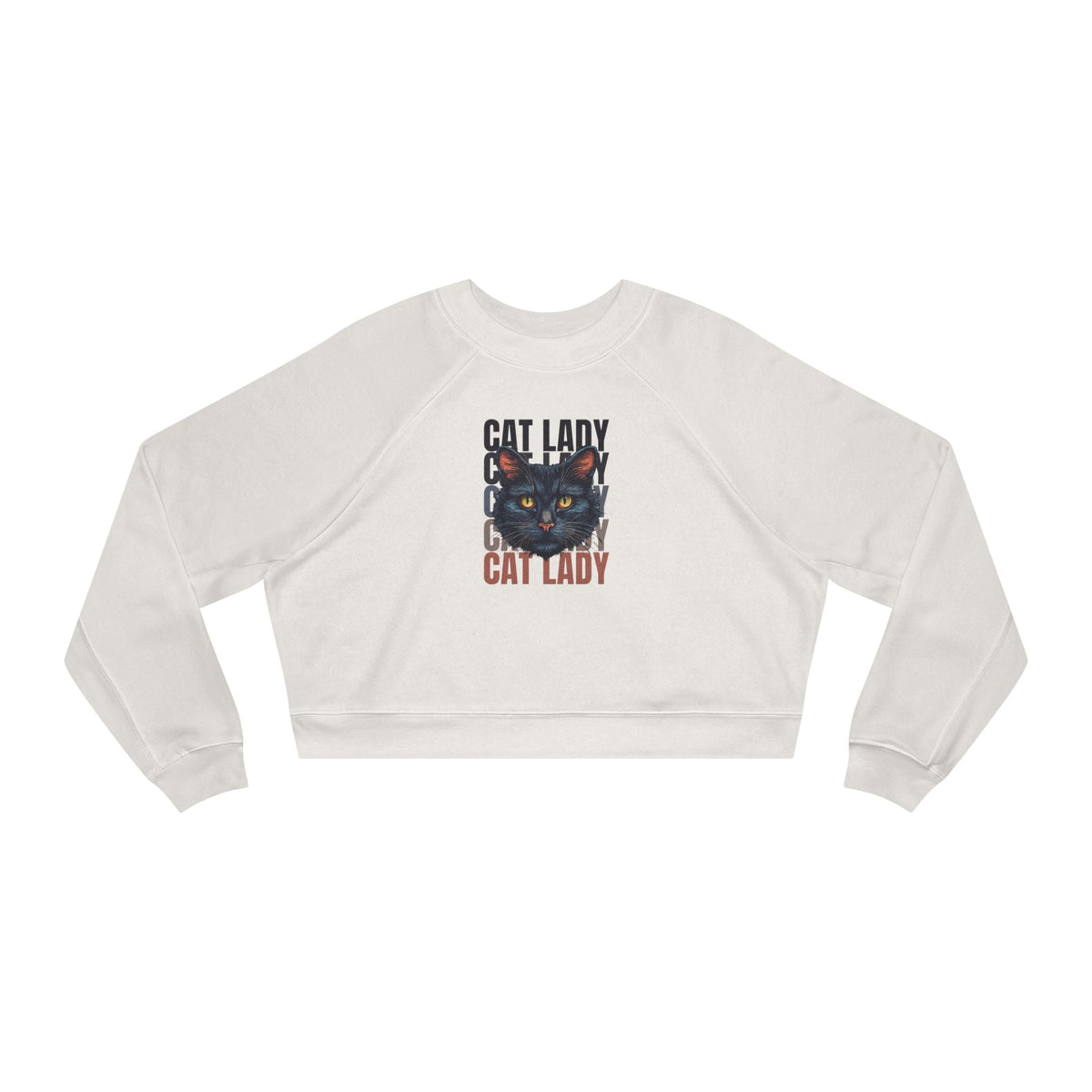 Black Cat Lady Cropped Fleece Pullover, Cozy Cat Lover Sweatshirt - Clothing, Sweatshirts, Crop - EpiAl's Shop