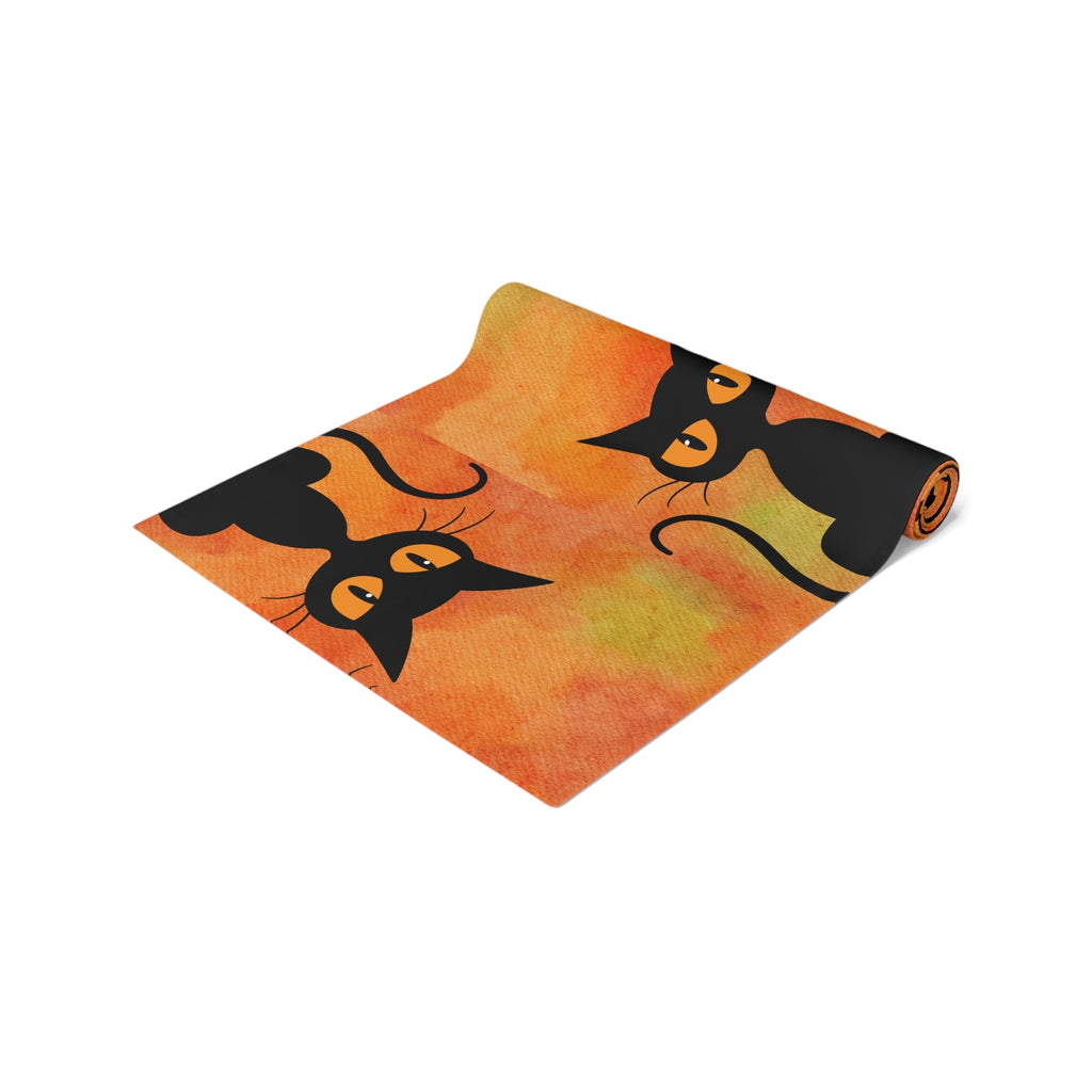 Black Cat on Orange Table Runner - Home Decor - EpiAl's Shop