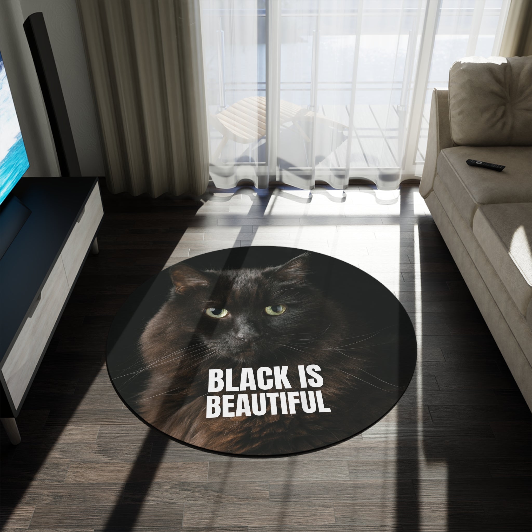 Black Cat Round Rug - 'Black Is Beautiful' - Decor, Home, Rugs & Doormats - EpiAl's Shop