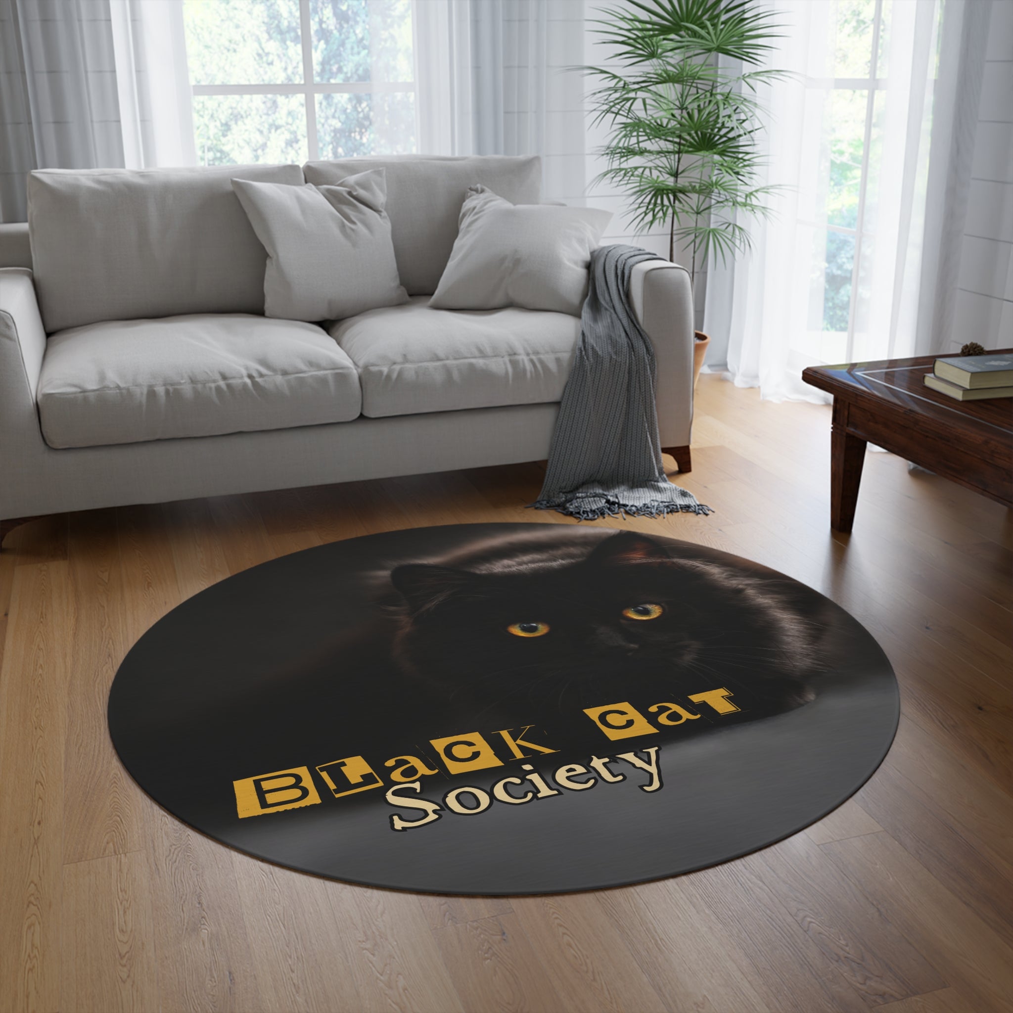 Black Cat Society Round Rug - Cozy Home Decor for Cat Lovers - Decor, Home, Rugs & Doormats - EpiAl's Shop