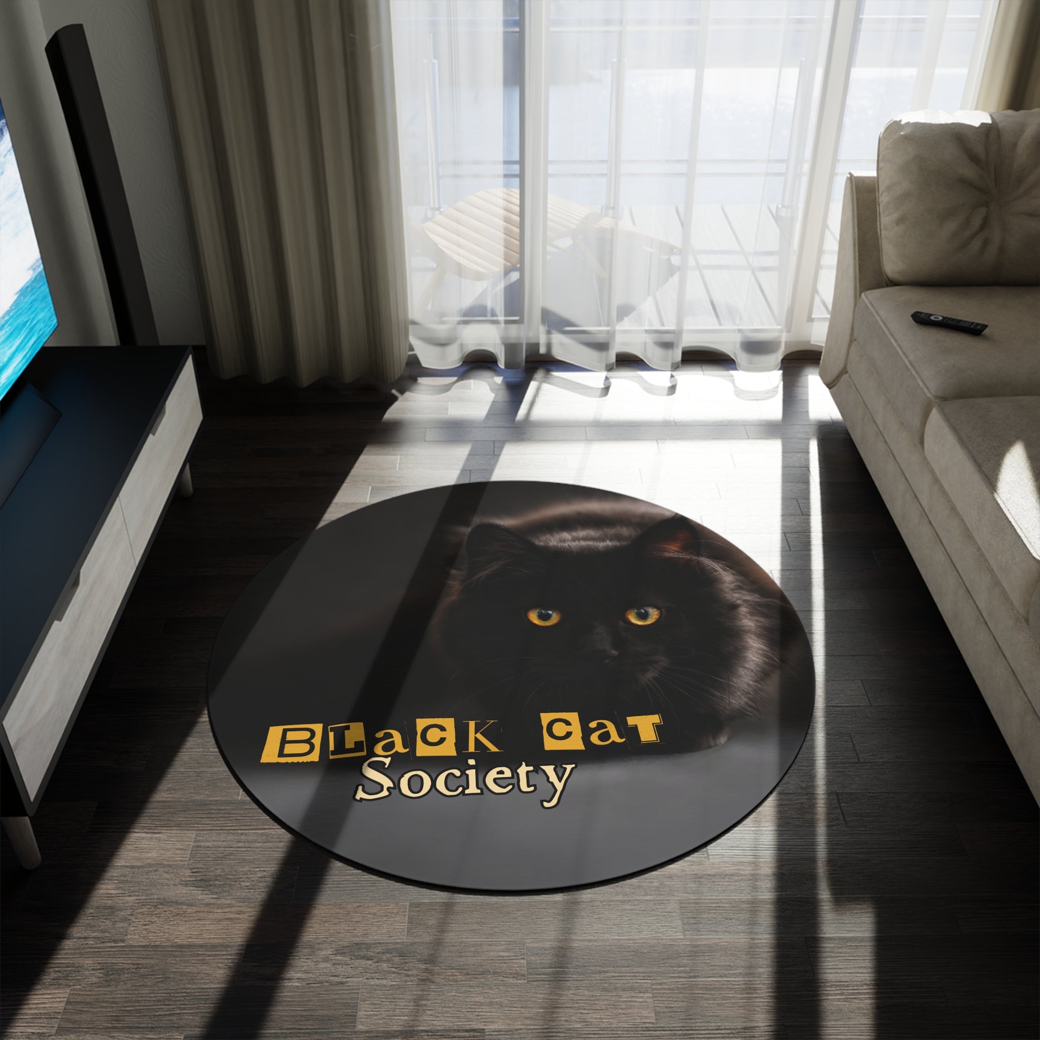 Black Cat Society Round Rug - Cozy Home Decor for Cat Lovers - Decor, Home, Rugs & Doormats - EpiAl's Shop