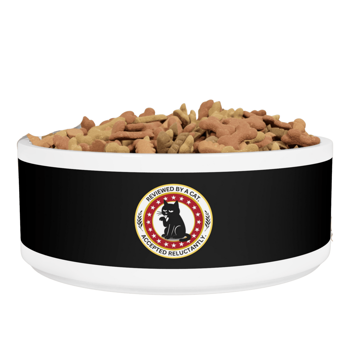 Black Ceramic Pet Bowl with Cat Accepted Emblem — Durable Food & Water Dish for Dogs & Cats - Pet Supplies, Bowls - EpiAl's Shop