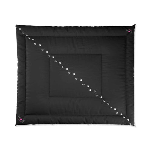 Black “Pawprint Path” Cat Lover Comforter - Decor, Blankets, Comforter - EpiAl's Shop