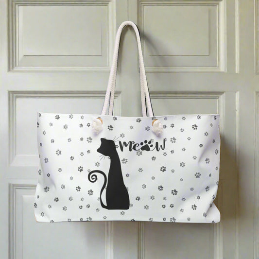 Black & White Meow Weekender Bag - Bags - Epileptic Al’s Shop